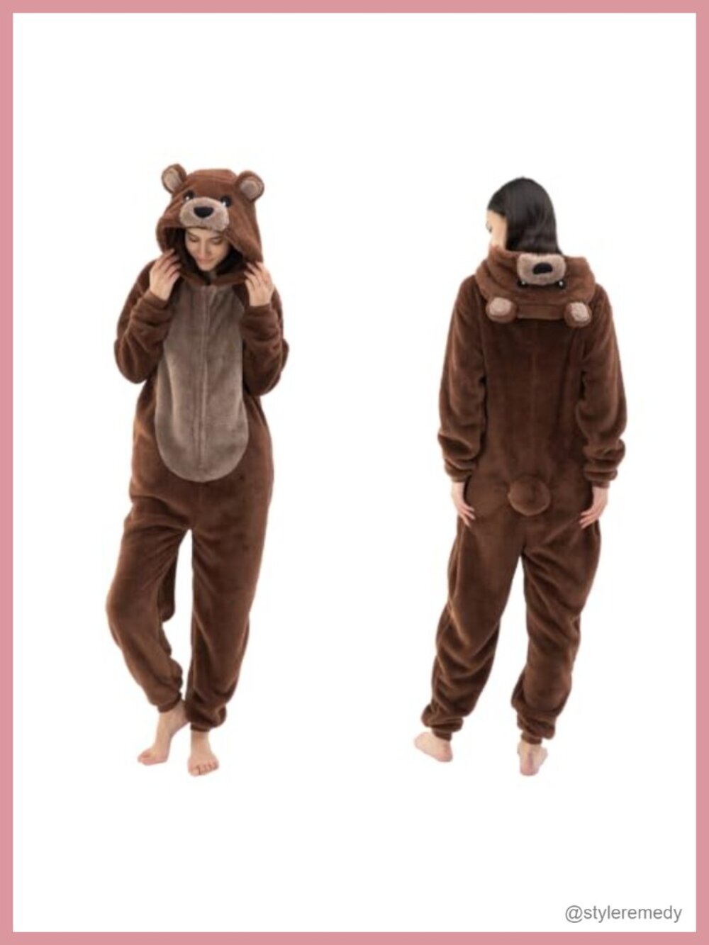 Sherpa Bear Onesie Adult Unisex Flannel Hooded Pajama Cosplay